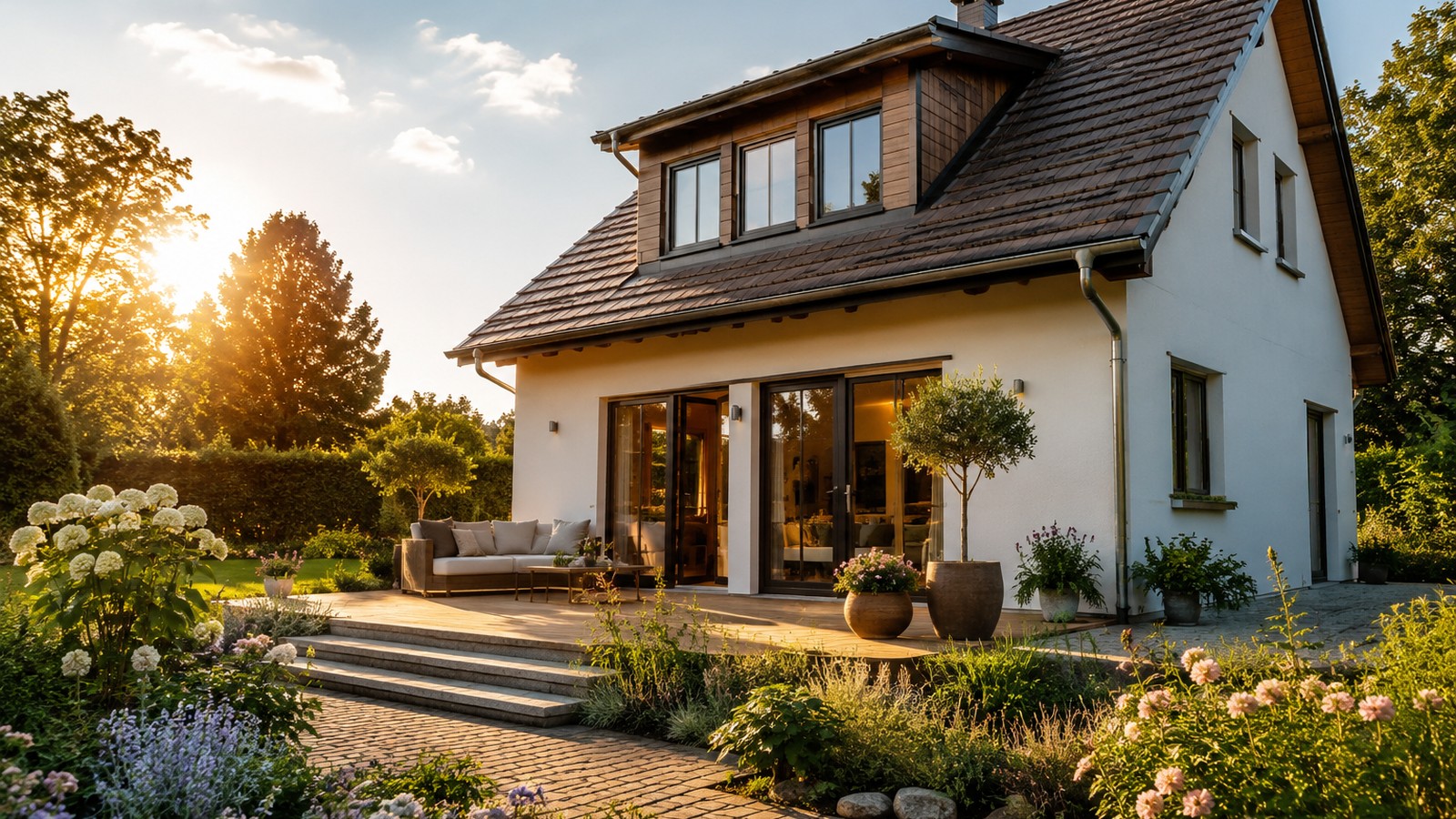 Freundliches Haus mit Garten und Bergblick
